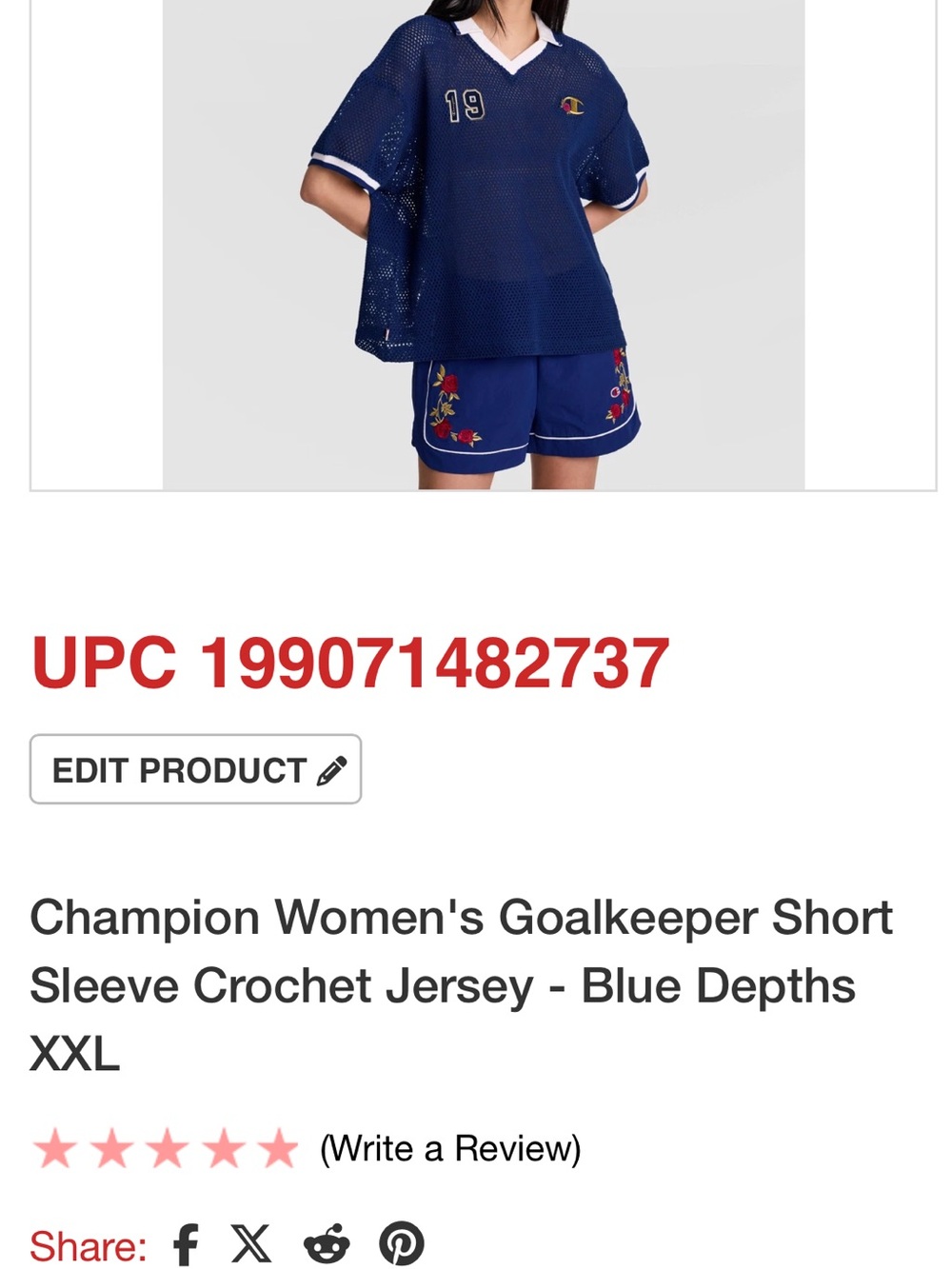 Champion Women's Navy Mesh Crochet Goalkeeper Jersey